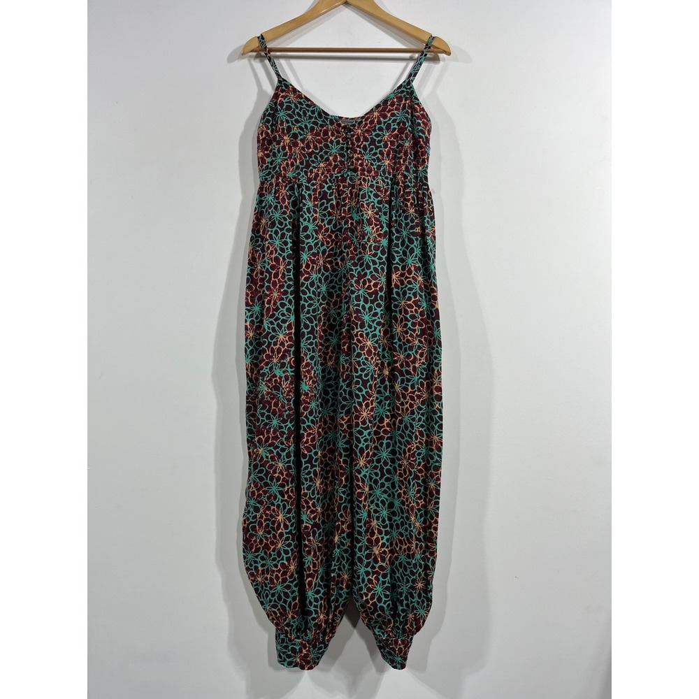 Anthropologie Floral Hippie Fairy Grunge Harem Jumpsuit Boho Smocked Size Small